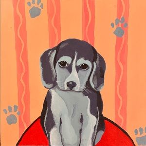 Adorable Puppy Painting 8x8